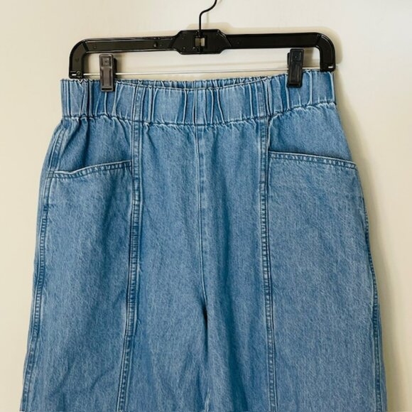 MADEWELL Denim Jeans Pull-On High-Rise 100% Cotton Wide-Leg Crop Pants Small - Picture 3 of 9